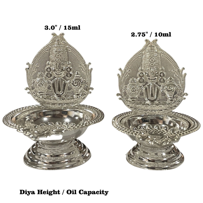925 Sterling Silver Hallmarked Handcrafted Tirupathi Balaji Deepak (Diya)