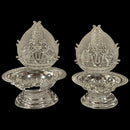 925 Sterling Silver Hallmarked Handcrafted 2.75 inch Balaji Deepak (Diya) Pair