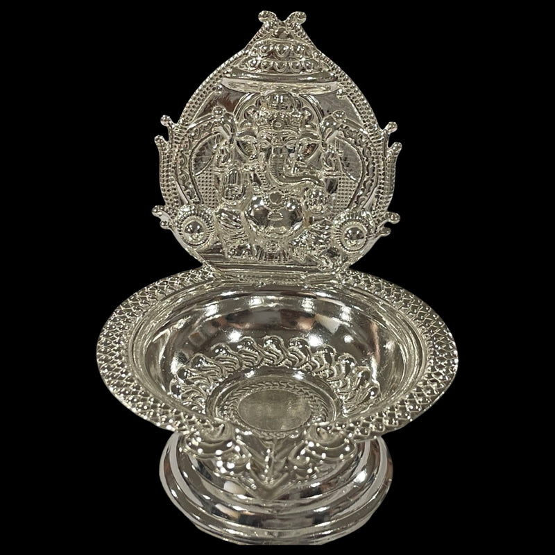 925 Sterling Silver Hallmarked Handcrafted Ganesha Deepak (Diya)