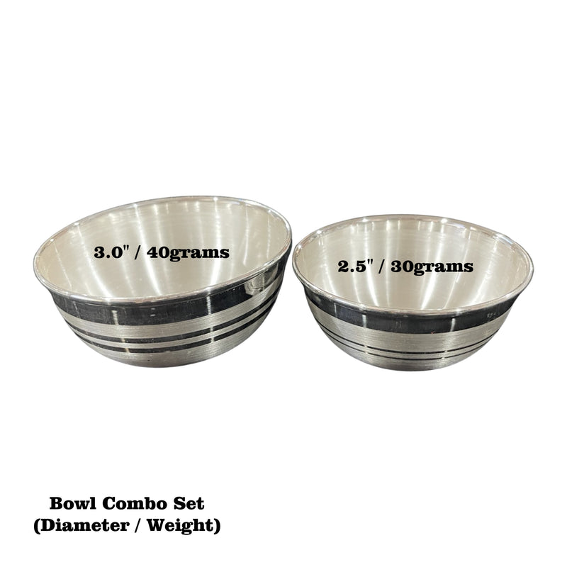 999 Pure Silver Hallmarked Designer Combo Bowl Set - Set