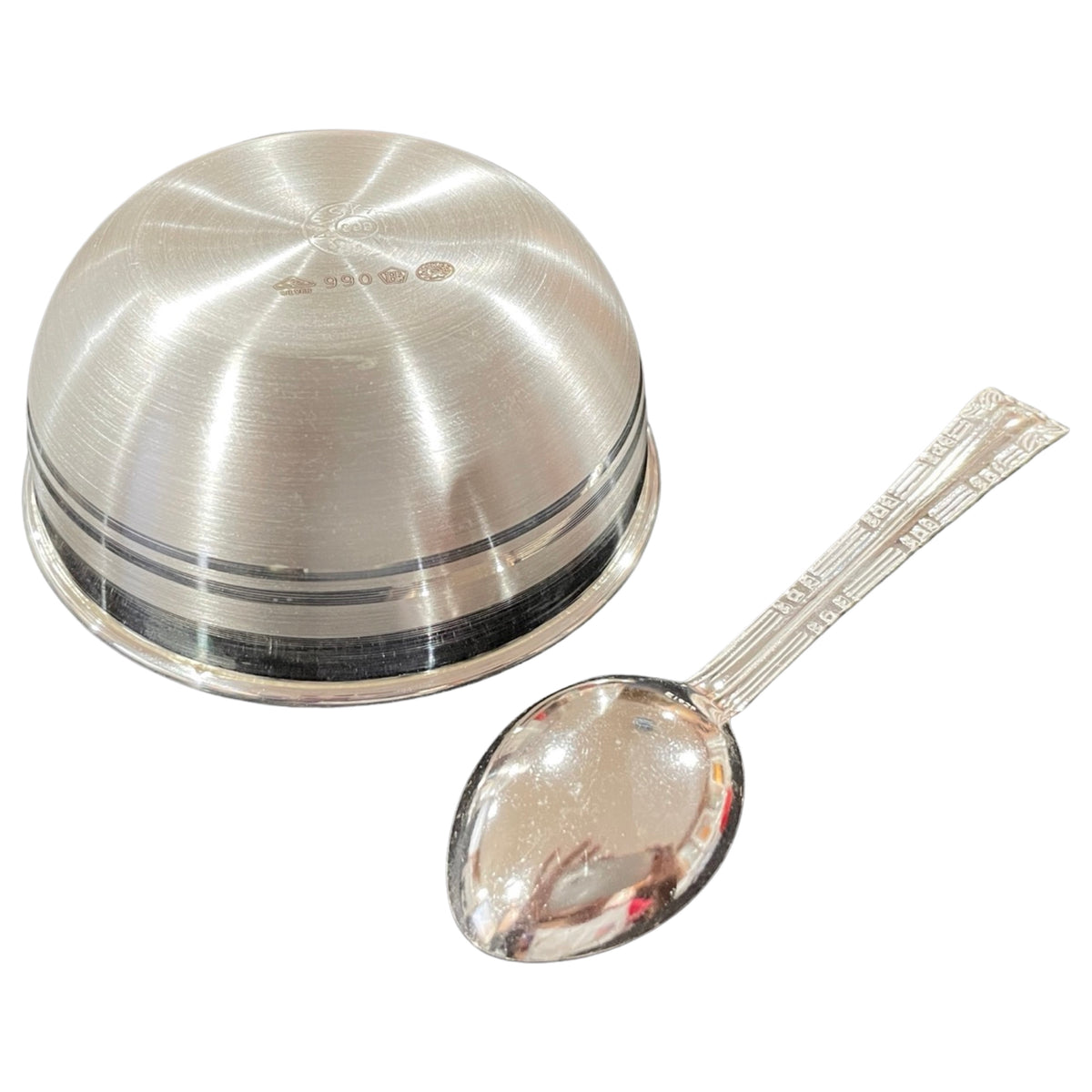 999 Pure Silver Hallmarked 200ml Bowl & Spoon for Youth / Adults -4.0