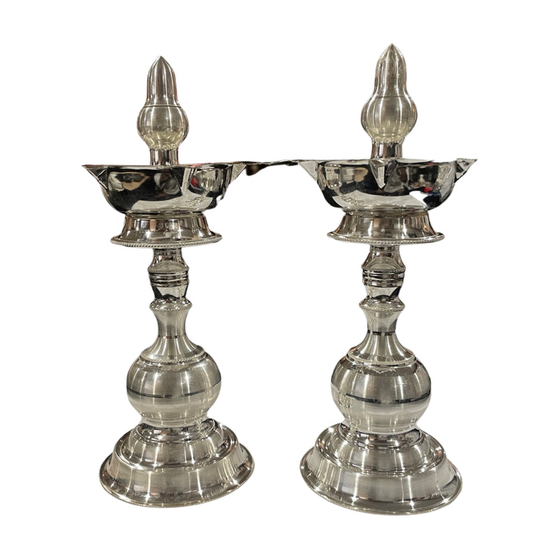 925 Sterling Silver Hallmarked Five Star / Kerala Samai (Diya) Set / Kuthu Vilakku Pair