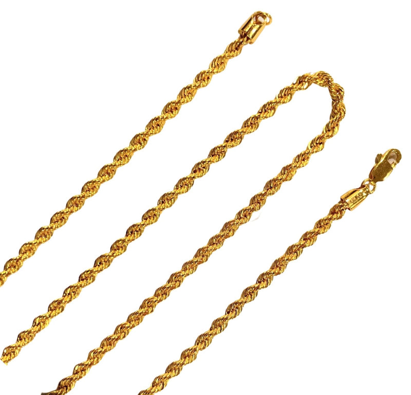916 Twenty Two Karat (22K) Gold Hollow Rope Chain