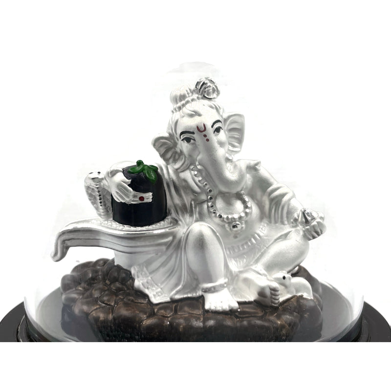 999 Pure Silver Ganesh with Shiva Lingam idol / Statue / Murti (Figurine