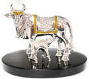 999 Pure Silver BIG Kamdhenu Cow Statue - 3.5-inch Tall Idol / Murti (Figurine