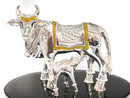 999 Pure Silver BIG Kamdhenu Cow Statue - 3.5-inch Tall Idol / Murti (Figurine