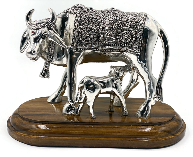 999 Pure Silver Kamdhenu BIG Cow Statue / Idol / Murti (Figurine