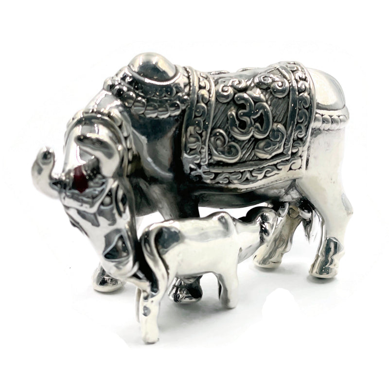 999 Pure Silver Kamdhenu Cow Statue / Idol / Murti (Figurine