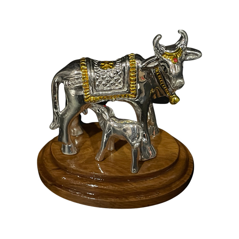 999 Pure Silver Kamdhenu Cow Statue / Idol / Murti (Figurine