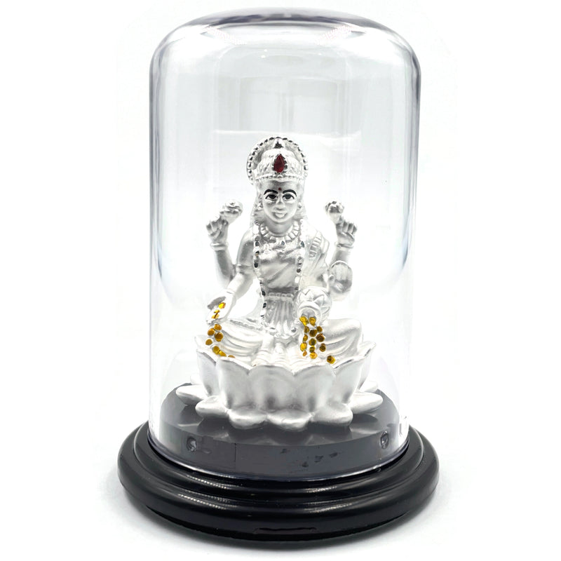 999 Pure Silver Ganesh & Lakshmi / Laxmi idol with Separate Stand (Figurine
