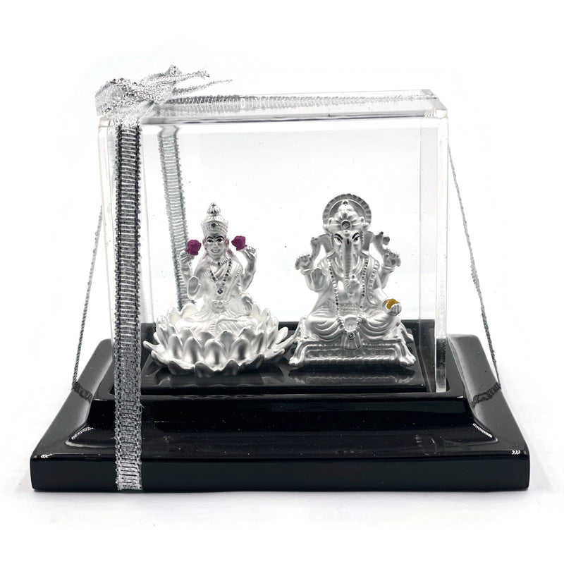 999 Pure Silver Ganesh & Lakshmi / Laxmi idol / Statue / Murti (Figurine