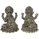 999 Pure Silver 2.5-inch Ganesh & Lakshmi / Laxmi Idol / Statue / Murti (Figurine
