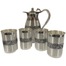 999 Pure Silver Hallmarked 1200ml Water Pitcher & 350ml Four Tumbler Set