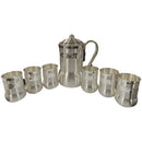 999 Pure Silver Hallmarked Designer 200ml Water Jug / Pitcher & 300ml Six Glass Set