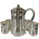 999 Pure Silver Hallmarked Designer 200ml Water Jug / Pitcher & 300ml Six Glass Set
