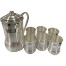 999 Pure Silver Hallmarked Designer 200ml Water Jug / Pitcher & 300ml Six Glass Set