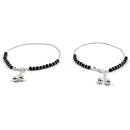 925 Sterling Silver Black Beads Anklet  - Style