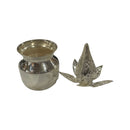 925 Sterling Silver Small Puja Kalash, Coconut & Betel Leaves Set (SMALL SET)
