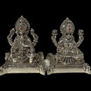 999 Pure Silver Ganesh & Lakshmi / Laxmi 2.5-inch Tall Idol / Statue / Murti (Figurine