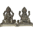 999 Pure Silver Ganesh & Lakshmi / Laxmi 2.5-inch Tall Idol / Statue / Murti (Figurine