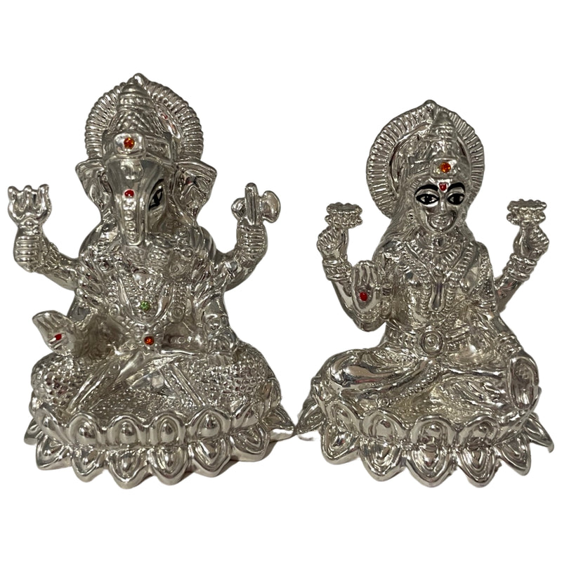 999 Pure Silver BIG Ganesh & Lakshmi / Laxmi Idol / Statue / Murti (Figurine