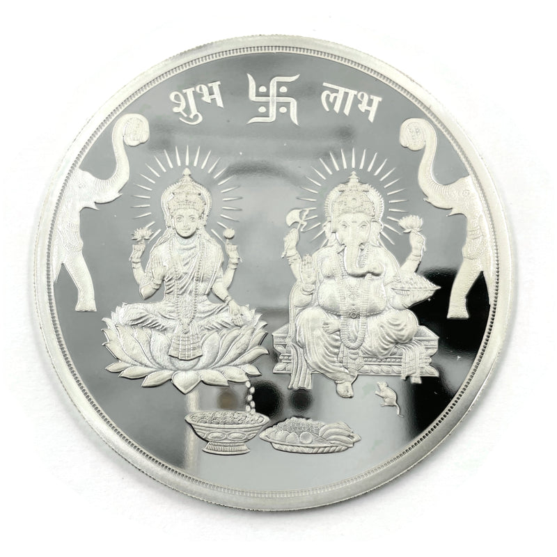 999 Pure Silver Ganesha Lakshmi MMTC Certified 100 Gram Sealed Coin