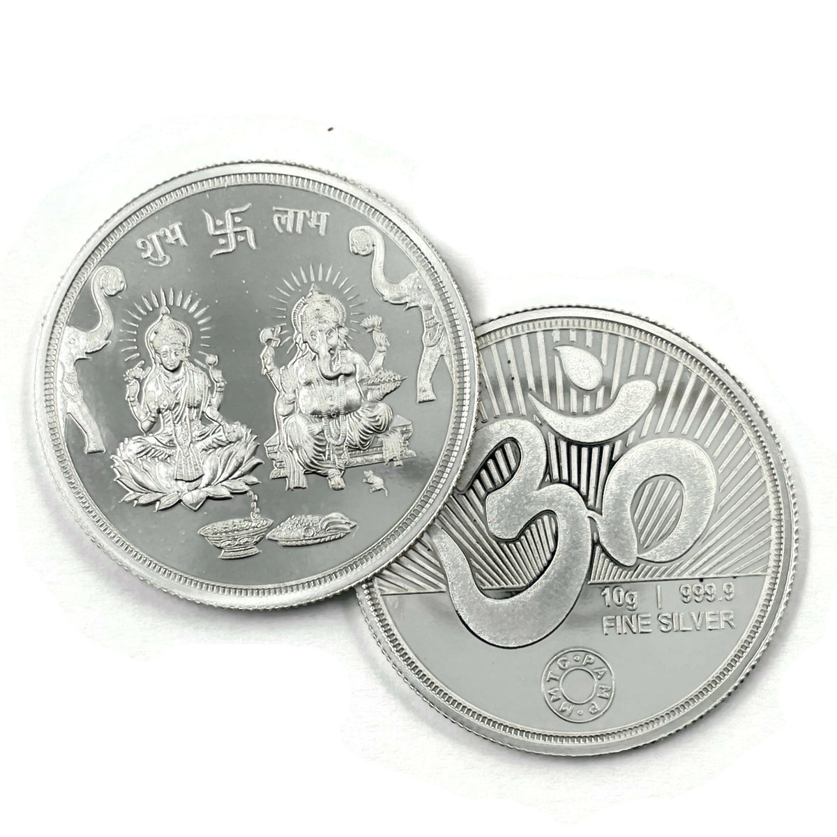 999 Pure Silver Ganesha Lakshmi MMTC Certified 10 Gram Coins (Pack of