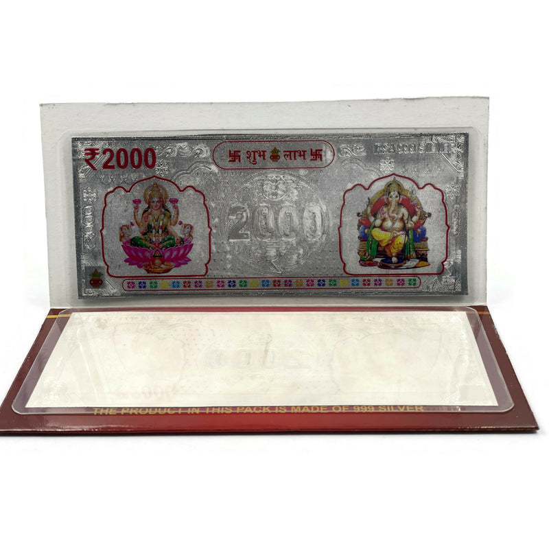999 Pure Silver Three Gram RS2000 Lakshmi Ganesh Note