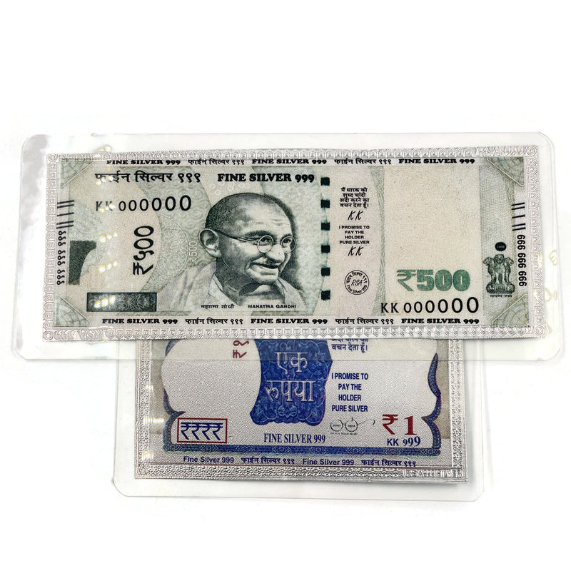 999 Pure Silver Five Gram RS500+RS1 Set Indian Rupee Replica