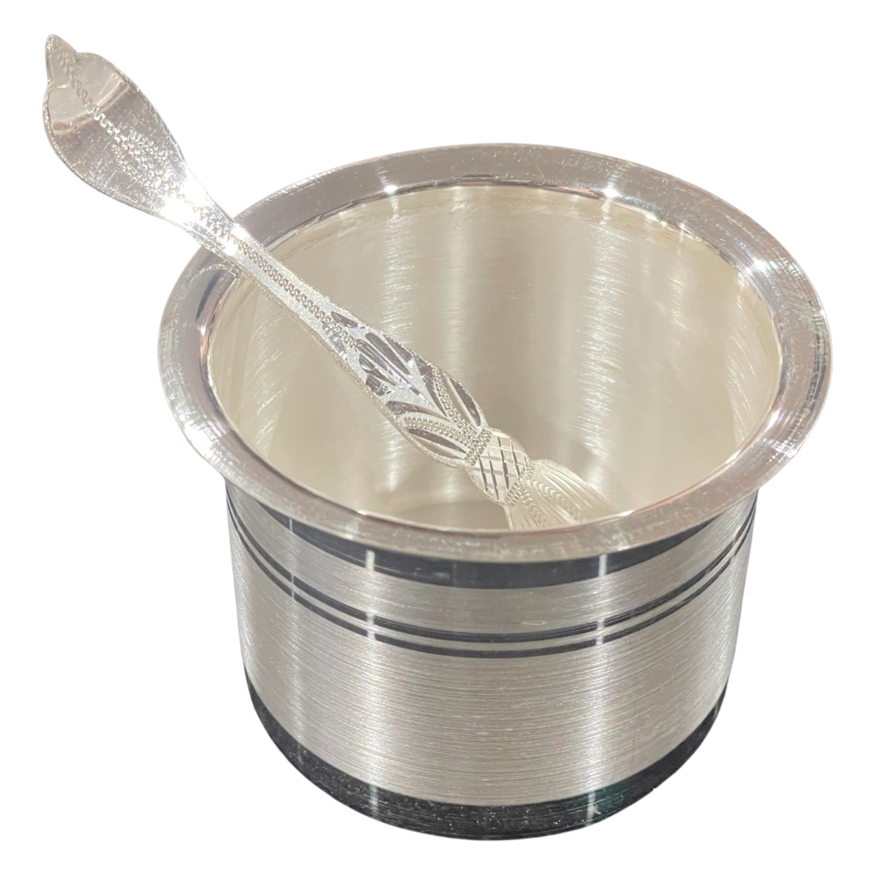 999 Pure Silver Hallmarked 140ml Capacity Holy Puja PanchPatra with Ac