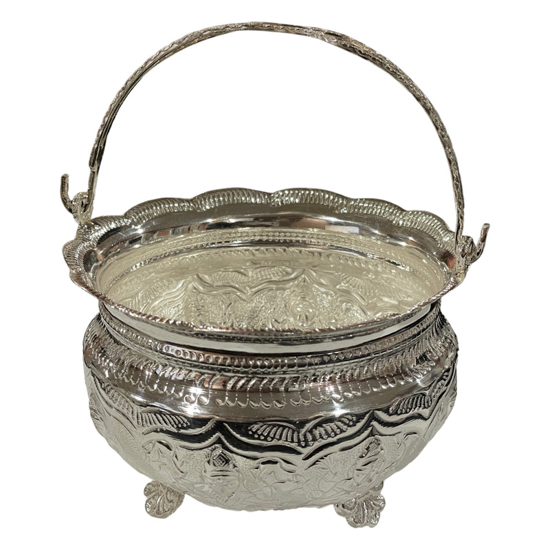 925 Sterling Silver Hallmarked Ashtha Lakshmi Puja Flower Basket - Style