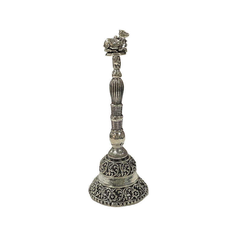 925 Sterling Silver Hallmarked Antique Style Nandi Handle Puja Bell