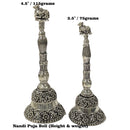 925 Sterling Silver Hallmarked Antique Style Nandi Handle Puja Bell