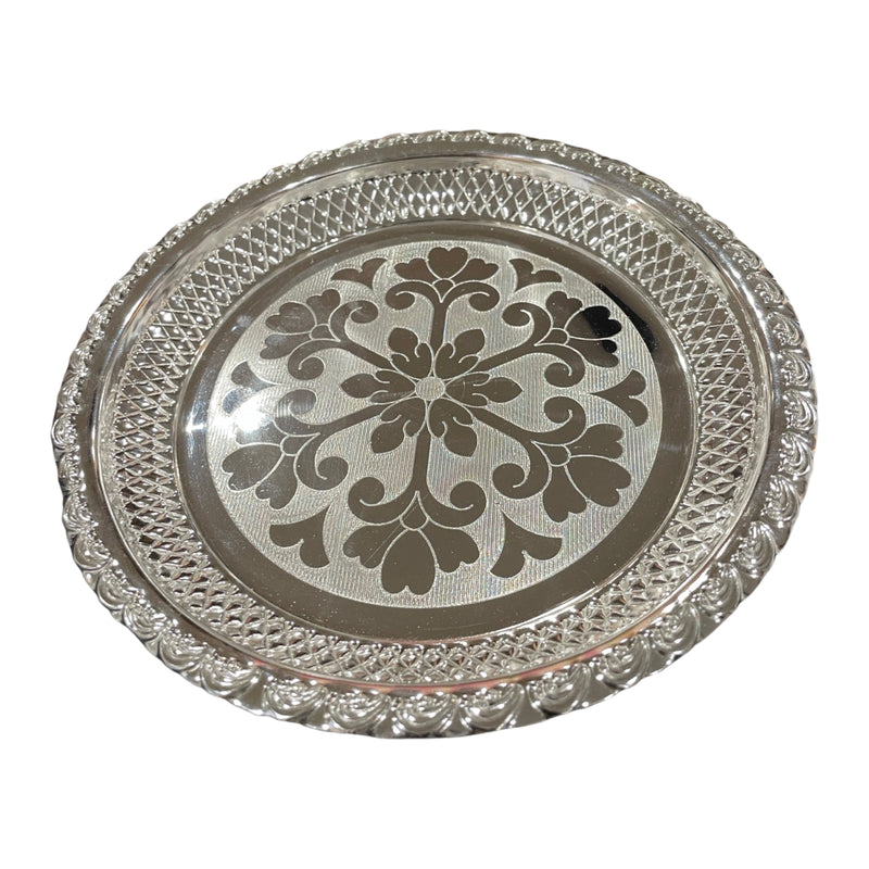 925 Sterling Silver Hallmarked Designer SMALL Puja Plate - Style