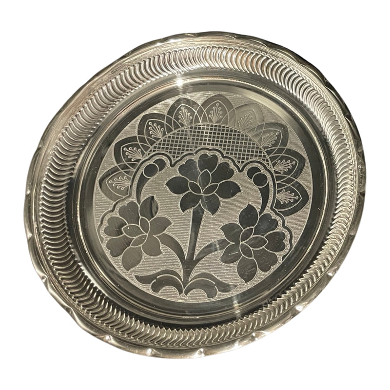 925 Sterling Silver Hallmarked Designer Puja Plate - Style