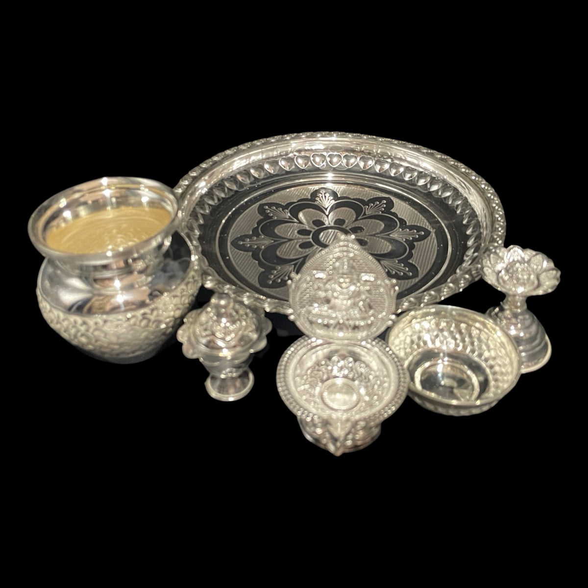 925 Sterling Silver 7.5 inch Puja Exclusive Hallmarked Set - 7.5