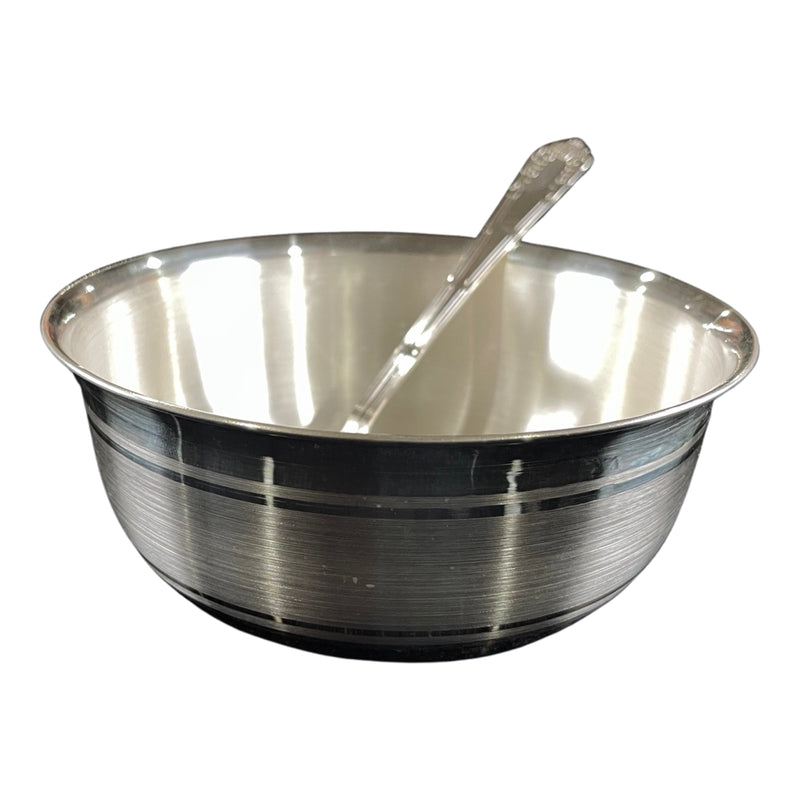 999 Pure Silver 5.0 inch Lightweight Bowl & Spoon for Kids / Teens - 5.0-inch Set