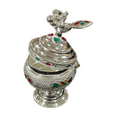 925 Sterling Silver Hallmarked  Peacock Kumkum Box / Sindoor Daan - Style