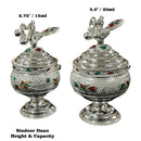 925 Sterling Silver Hallmarked  Peacock Kumkum Box / Sindoor Daan - Style