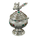 925 Sterling Silver Hallmarked  Peacock Kumkum Box / Sindoor Daan - Style