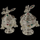 925 Sterling Silver Hallmarked  Peacock Kumkum Box / Sindoor Daan - Style