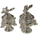 925 Sterling Silver Hallmarked  Peacock Kumkum Box / Sindoor Daan - Style