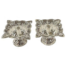 925 Sterling Silver 1.25 inch Square Flower Deepak (Diya) Pair