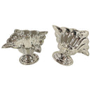 925 Sterling Silver 1.25 inch Square Flower Deepak (Diya) Pair