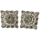 925 Sterling Silver 1.25 inch Square Flower Deepak (Diya) Pair