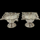 925 Sterling Silver 1.25 inch Square Flower Deepak (Diya) Pair