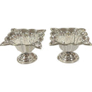 925 Sterling Silver 1.25 inch Square Flower Deepak (Diya) Pair