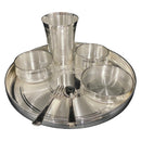 999 Pure Silver 10.0-Inch Hallmarked Exclusive Designer Heavy Indian Thali Dinner Set - Set