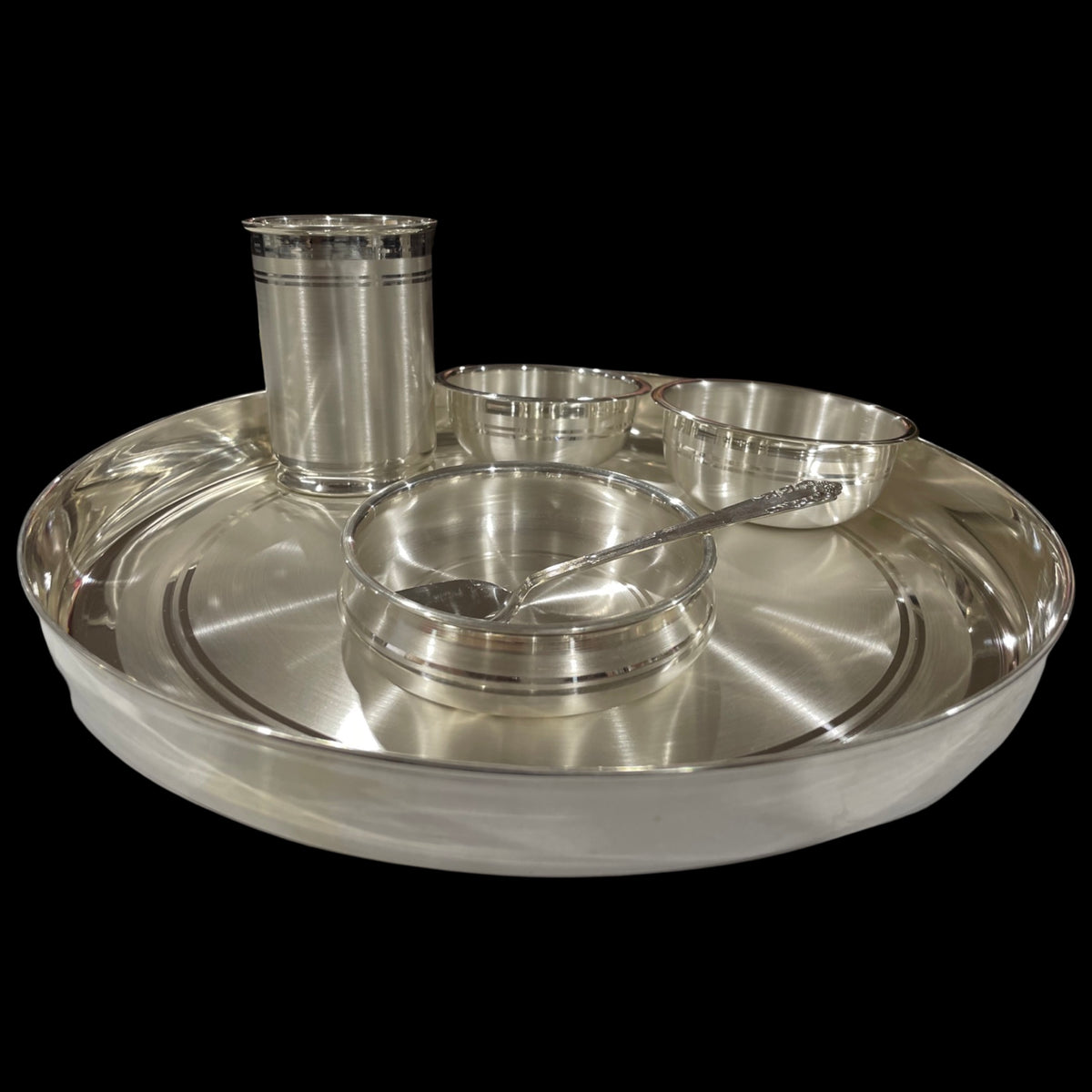 999 Pure Silver 12.0 Inch Hallmarked Dinner Set Set 06