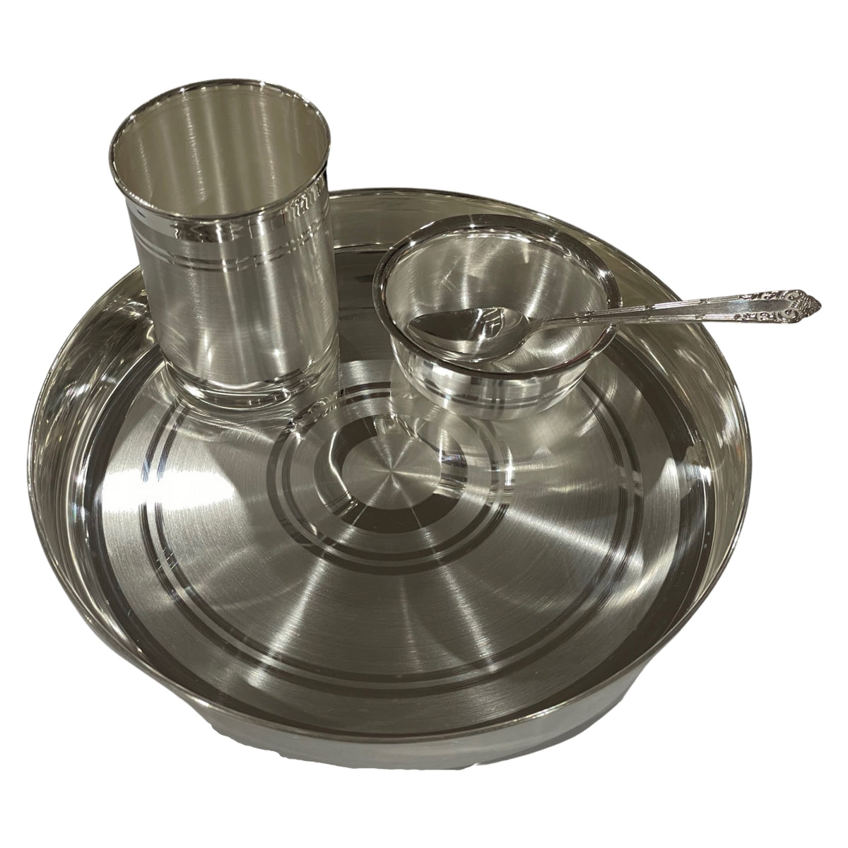 999 Pure Silver 7.0 Inch Hallmarked Lightweight Indian Thali Anna Pras